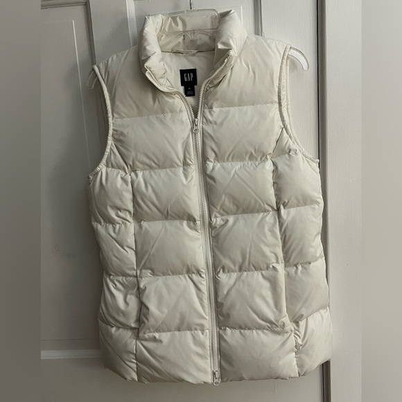 Gap White Puffer Down Quilted Vest Jacket Belt Size Medium Women’s Y2K 90’s Warm - Picture 5 of 12